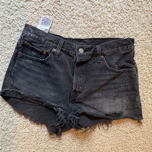Levi's Black Jean Shorts Distressed Cut-Off Hem